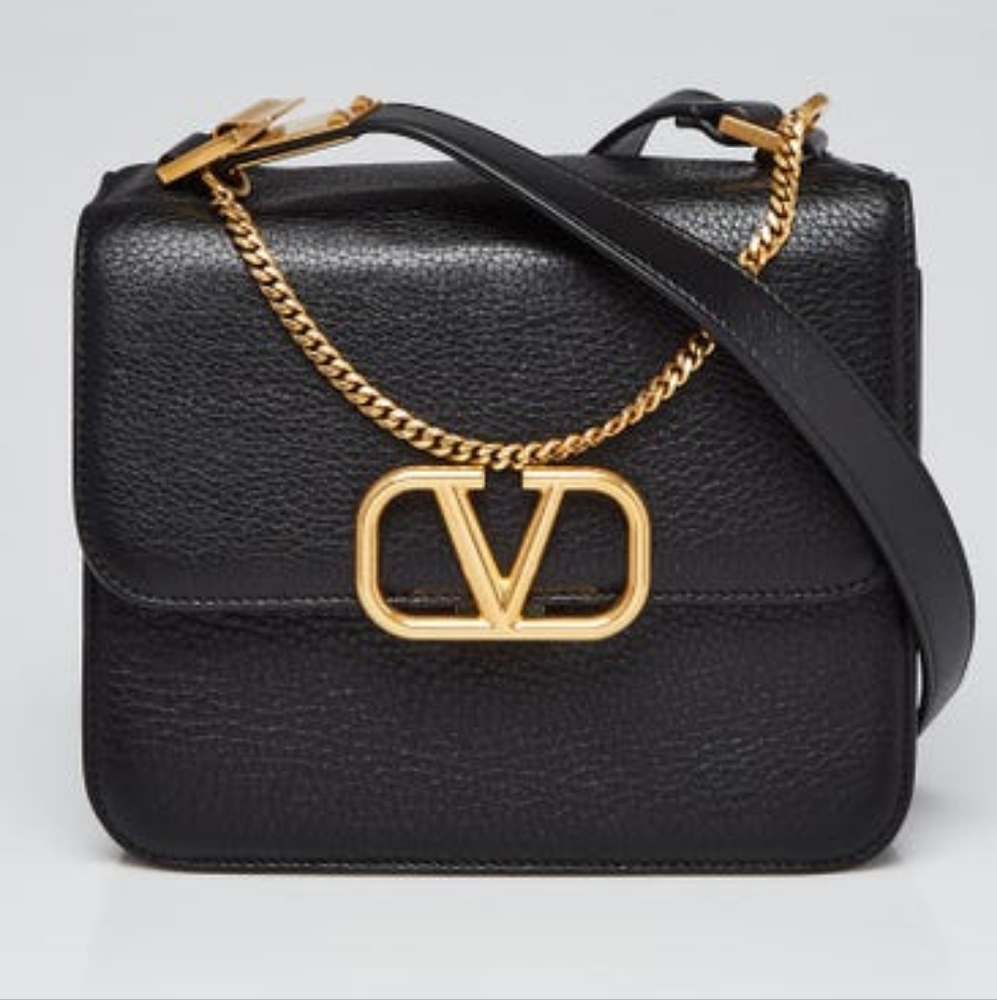 *Authentic* Valentino Black Calfskin Leather Shoulder Bag. Very Good condition!